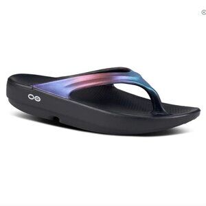 OOfos OOlala Luxe Sandal Midnight Spectre Sz M5 W7